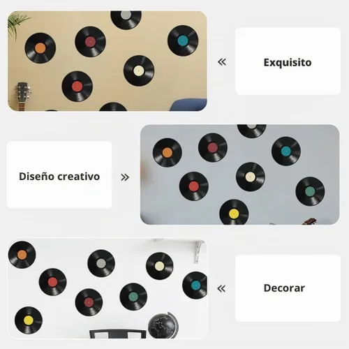 Vista 9 de 16 discos de vinilo para decoración de discos de vinilo, recortes de plástico, calcomanías falsas de plástico, decoración de fiesta temática