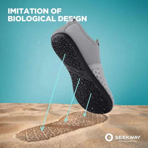Vista 2 de SEEKWAY Water Shoes Quick-Dry Aqua Socks Barefoot Slip-on for Beach Pool Swim River Yoga Lake Surf Women Men Black SK001
