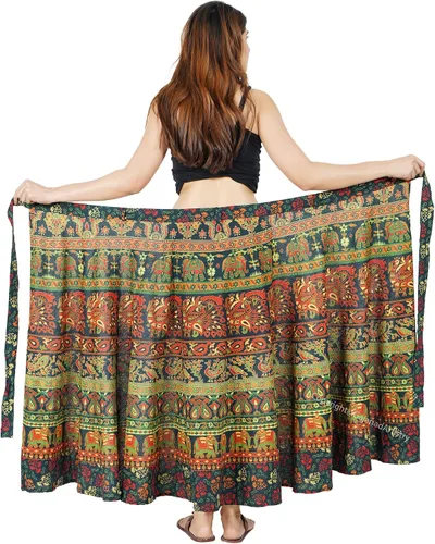Vista 2 de Gajanad Artistry Falda envolvente de algodón para mujer