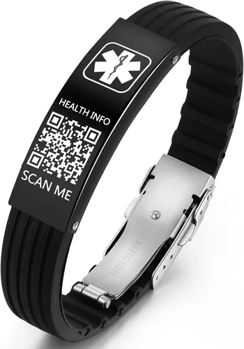 Vista 10 de Medical Bracelets for Men Women with QR Code Medical Alert ID Bracelets