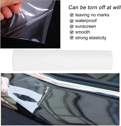 Vista 7 de VOSAREA Película de protección de pintura transparente para automóvil, película protectora interior a granel de 9.8 ft, envoltura de cubierta