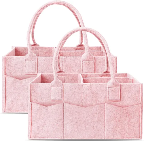 Vista 10 de Cute Castle Paquete de 2 organizadores de pañales – Organizador portátil para bebé con asa, contenedor de almacenamiento de guardería y organizador