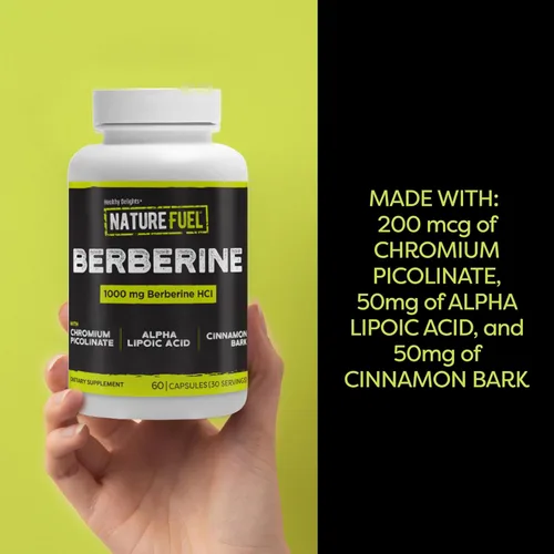 Vista 5 de Healthy Delights Nature Fuel - Cápsulas de berberina, suplemento de berberina, con berberina HCl, picolinato de cromo, ácido alfa lipoico y corteza