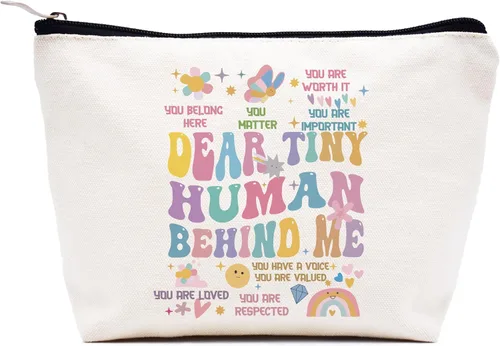 Vista 15 de LIBIHUA Bolsa de maquillaje para mujer, bolsa de cosméticos regalos para ella, bolsa de viaje femenina, Beige, 1 en mi era de Lacrosse Mom