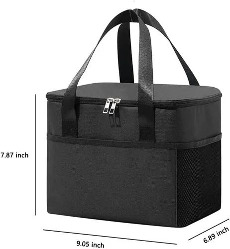 Vista 6 de Lonchera para mujeres y hombres, bolsa de almuerzo aislada con contenedor enfriador de gran capacidad y bolsillo de malla para trabajo, oficina