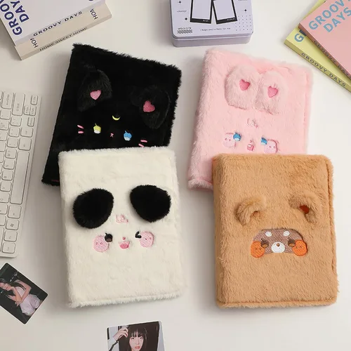 Vista 7 de Carpeta A5 de dibujos animados de felpa para tarjetas fotográficas con 20 fundas interiores de 3 pulgadas para álbumes de fotos en hojas sueltas