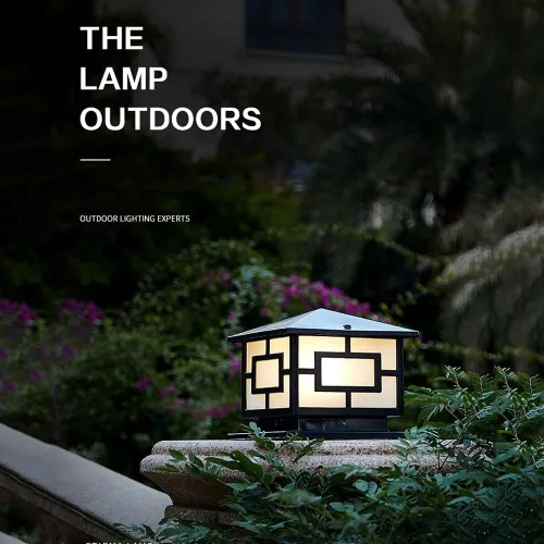 Vista 2 de Luces de pilar al aire libre, IP65 impermeable Columna Luces al aire libre a prueba de óxido de aluminio Pilar Accesorios de luz de columna de valla