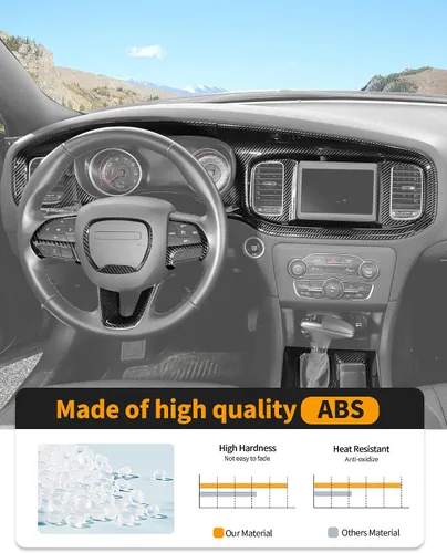 Vista 2 de Hoolcar para Dodge Charger 2015+ Kit de Embellecedores de Decoración Interior, Panel Central de Control del Tablero, Embellecedor del Panel