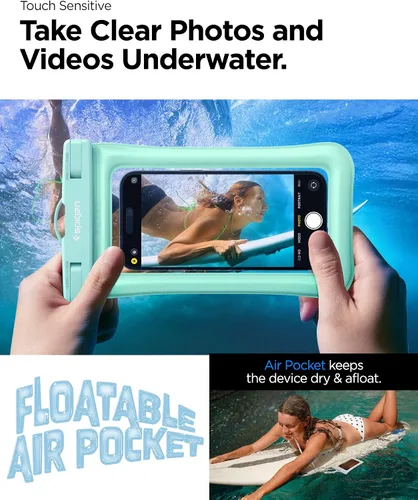 Vista 4 de Spigen AquaShield - Bolsa flotante universal impermeable para teléfono, funda impermeable para teléfono, fundas protectoras de PVC con IPX8 A610