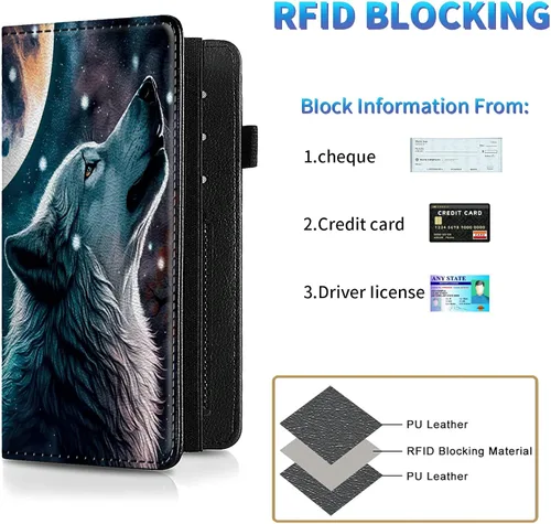 Vista 114 de Funda para chequera para hombres y mujeres, cartera de cuero RFID con ranuras para tarjetas de crédito, soporte de cheques duplicados personales