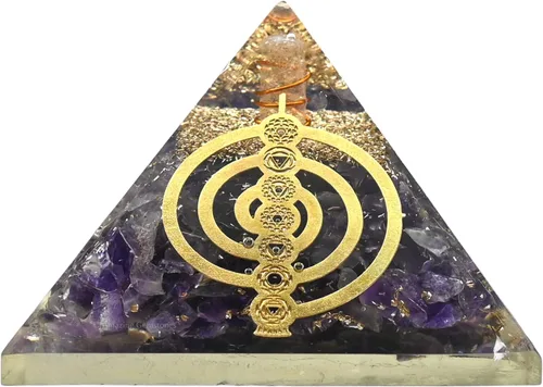 Vista 15 de Amazing Gemstone Pirámide de orgón de amatista para EMF y protección de energía negativa - Pirámide de cristal de amatista natural, Amatista