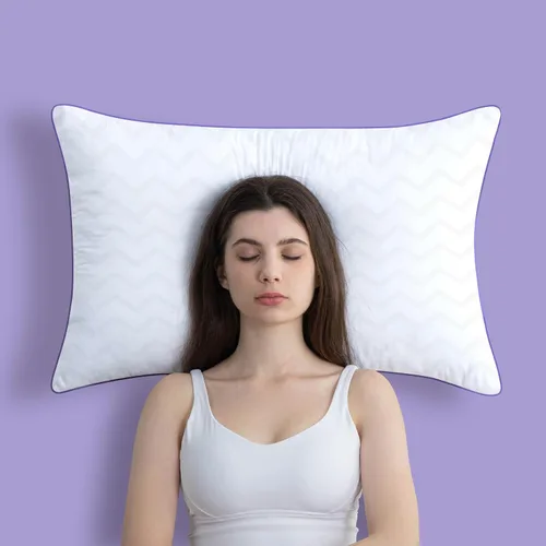 Vista 3 de MOLCLCUY Juego de 4 almohadas de cama tamaño estándar, almohada de la colección de hotel para dormir de lado y de espalda, relleno de microfibra