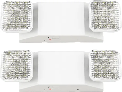 Vista 9 de Luces de emergencia LED con batería de respaldo, dos luces LED de emergencia comerciales ajustables, CA 120/277V, certificado UL 924, accesorio
