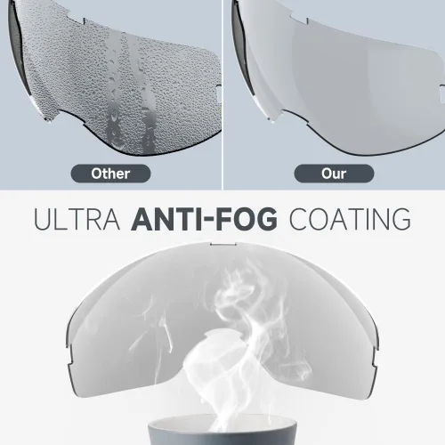 Vista 6 de Gafas de esquí de snowboard para hombres, mujeres, adultos, jóvenes, sobre gafas OTG/100% protección UV, antivaho/visión amplia