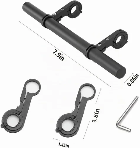 Vista 2 de Extensor de manillar de bicicleta, extensor de manillar de bicicleta con soporte de abrazadera de montaje doble, para soportes de bicicleta, barras