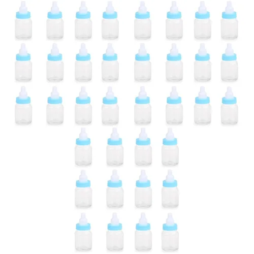 Vista 7 de 36 piezas de suministros de alimentación favores mini comedero fiestas azul bautismo Contianers forma niños para botella de leche fiesta
