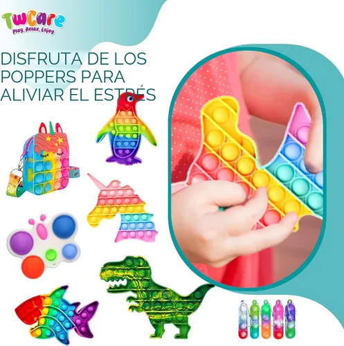 Vista 2 de Paquete de 120 juguetes fidget, set de regalos sensoriales pop para fiestas, regalos para niños, adultos, niños y niñas, rellenos para calcetines