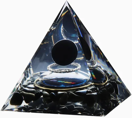 Vista 12 de Pirámide de orgón – Fuente de energía positiva para meditación, alivio del estrés, atracción de riqueza Pirámide de cristal Orgonita con cristales