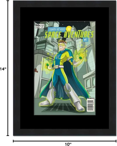 Vista 5 de Marco de cómic negro mate Para cómics publicados entre 1986 y el día actual (marco de madera maciza de cómic de la Edad Dorada), hecho