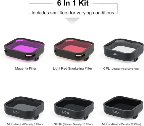 Vista 3 de GEPULY Juego de 6 filtros de lente de cámara para GoPro Hero7 6 5 Black 2018, 3 filtros ND (ND8/ND16/ND32), filtro CPL, filtros rojo claro/magenta