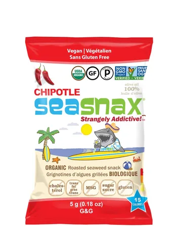 Vista 8 de SeaSnax Bocadillo de algas tostadas orgánicas, original, 0.18 onzas (paquete de 6)