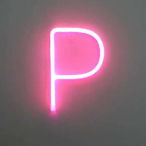 Vista 17 de Letrero de neón, letras de neón, letras del alfabeto de neón iluminadas, letras con luces LED, letras de marquesina iluminadas, batería, USB, rosa