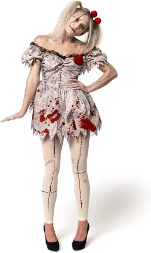 Vista 3 de Spooktacular Creations Disfraz de muñeca espeluznante de vudú para mujeres adultas, fiesta de disfraces de Halloween, fiesta temática