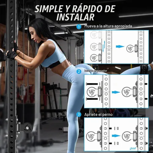 Vista 6 de J Bryant Sistema de polea para rack de alimentación – Se adapta al tamaño de agujero de 5/8 pulgadas, accesorio de polea de cable para bastidores