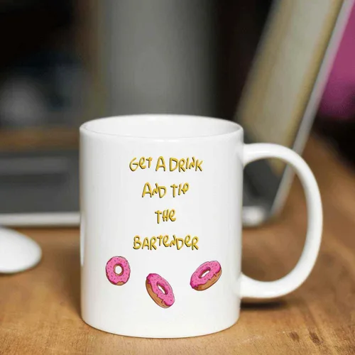 Vista 3 de Drinking-themed Gift for Party Lovers, Ideal for Fathers on Their Retirement Party Quality Alcohol, Beer & Drunk Tips Quote on 11 Oz White Ceramic