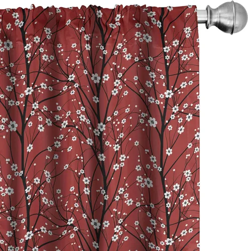 Vista 30 de Lunarable Cortinas con estampado de madera, madera natural rústica con rayas, patrón abstracto ovalado, tema de carpintería, tratamientos
