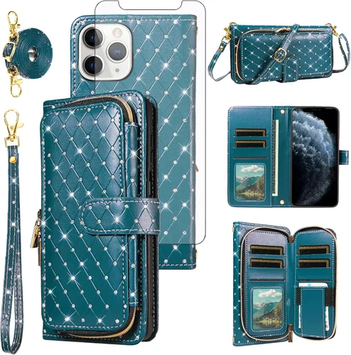 Vista 23 de Funda para teléfono iPhone 6 6S con cremallera y protector de pantalla con protector de pantalla, correa de cordón cruzado, ranura para iPhone 6 Six