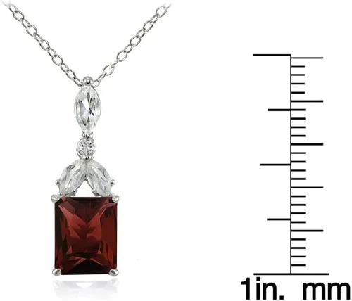 Vista 3 de Ice Gems Elección de plata de ley de piedras preciosas creadas o genuinas y topacio blanco corte esmeralda collar de gota