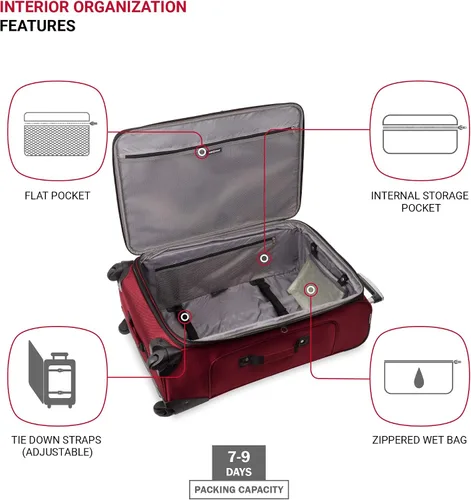 Vista 4 de SwissGear - Equipaje suave expandible Sion con ruedas, Borgoña