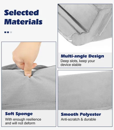 Vista 6 de MoKo Soporte de almohada para tableta, soporte de cojín suave para tableta, con múltiples ángulos de visión y bolsillo de almacenamiento, compatible