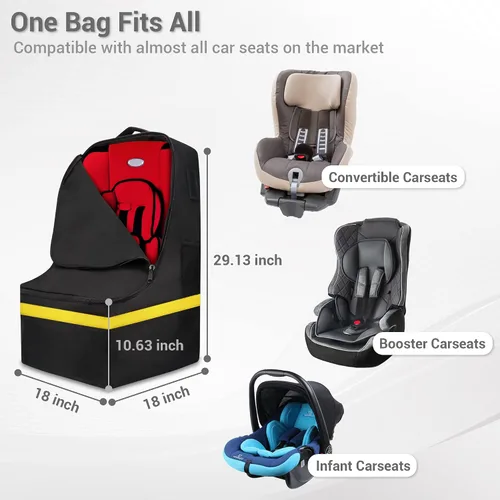 Vista 2 de Bolsa de viaje para asiento de automóvil, acolchada, cómoda, duradera, espaciosa, a cuadros, para asiento de automóvil, para 3 en 1, convertible