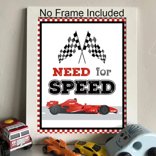 Vista 6 de LHIUEM Decoración de pared a cuadros de búfalo, decoración moderna de habitación de automóvil de carreras, inspiradora cita de habitación de niños