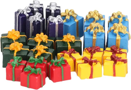 Vista 6 de LBEC Mini adornos navideños cajas de casa de muñecas con mano de obra fina para casa de muñecas 1:12