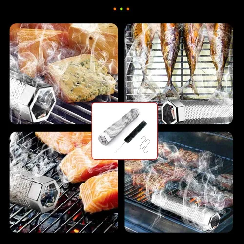 Vista 6 de Tubo de ahumador de pellets para parrilla, 12 pulgadas de acero inoxidable de alta calidad, tubo de pellets de madera para barbacoa de gas, carbón