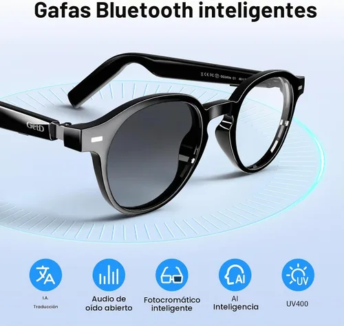 Vista 6 de GetD Gafas inteligentes AI, lentes fotocrómicas, gafas de traducción