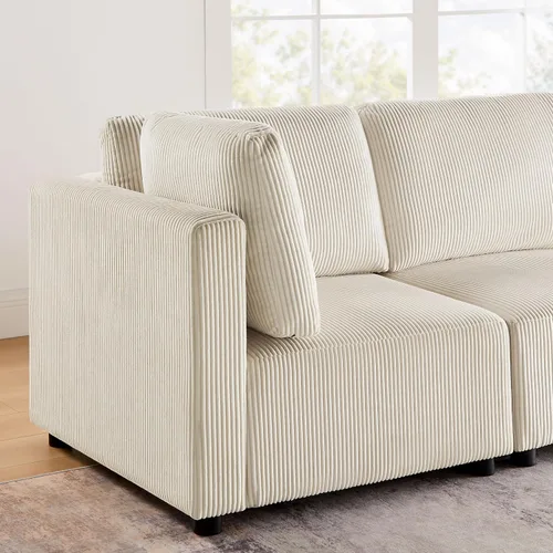 Vista 5 de Sofá biplaza de 66.9 pulgadas, sofá cama modular convertible de 2 plazas de pana, moderno juego de sofá combinado gratuito para sala de estar y Beige