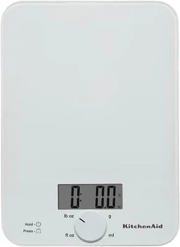 Vista 9 de KitchenAid KQ914BA - Báscula digital de cocina y alimentos con superficie de vidrio, capacidad de 5 kg, mide ingredientes líquidos y secos, botón