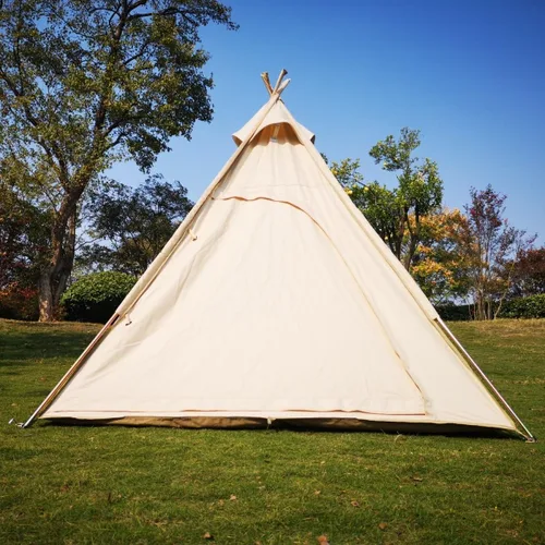 Vista 3 de Latourreg Tienda de campaña al aire libre para 2 personas de 6.6 ft de lona para acampar pirámide Tienda grande de pagoda de tipi para adultos