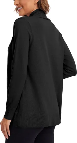 Vista 7 de Urban CoCo Suéter de punto ligero con frente abierto para mujer, manga larga, con bolsillo
