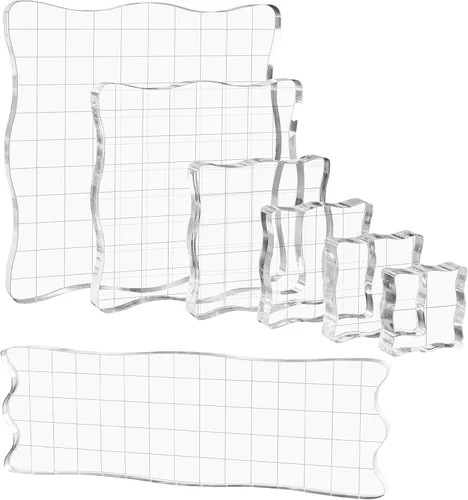 Vista 18 de Briartw Kit de bloques de sello de acrílico transparente con líneas de rejilla, 3 piezas de bloque de sello acrílico, juego de herramientas de 3