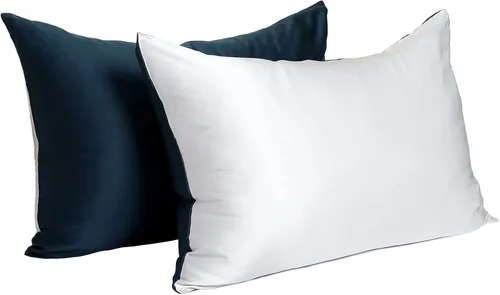 Vista 23 de MANSPHIL Funda de almohada de seda con bonitas flores rojas y blancas, tamaño estándar, 22 Momme 100% seda de morera, funda de almohada con cierre