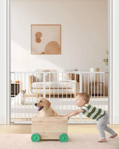 Vista 8 de keny - Puerta de seguridad para perros de 29 a 42.5 pulgadas para escaleras, cierre automático Puerta para mascotas fácil de montar a presión