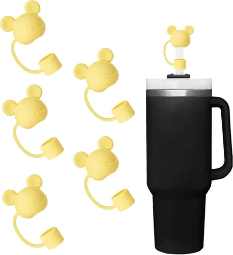 Vista 20 de Juego de 4 fundas de popote con diseño de estrella compatibles con vasos Stanley de 30 y 40 onzas, reutilizables, bonitas puntas de popote