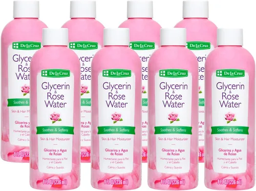 Vista 14 de De La Cruz Agua de rosas y glicerina para rostro - Tónico facial de agua de rosas e hidratante para piel y cabello, 8 fl oz (8.0 fl oz) - 3 botellas