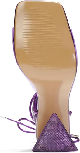 Vista 6 de Tacones de tiras transparentes Zapatos de boda con cordones y punta cuadrada para mujer, cómodas sandalias de tacón alto elegantes de noche (festón)