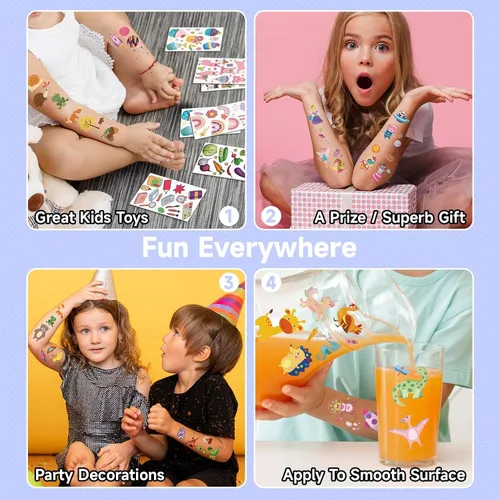 Vista 6 de EMOME Más de 2100 estilos de tatuajes para niños, 168 hojas de tatuajes temporales para niños, recuerdos de fiesta, decoraciones de cumpleaños